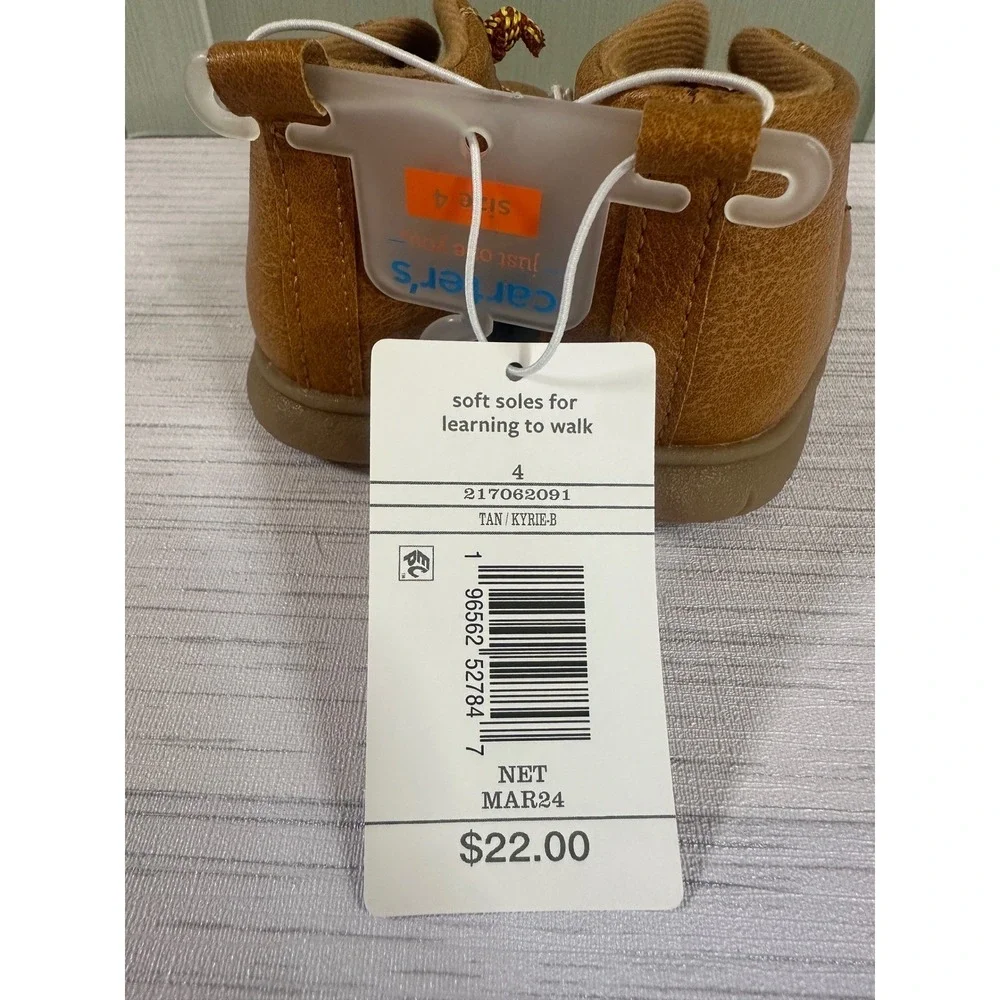 Carters Just One You Size 4 Kyrie-B Tan Faux Leather Chukka Boots Kids NEW